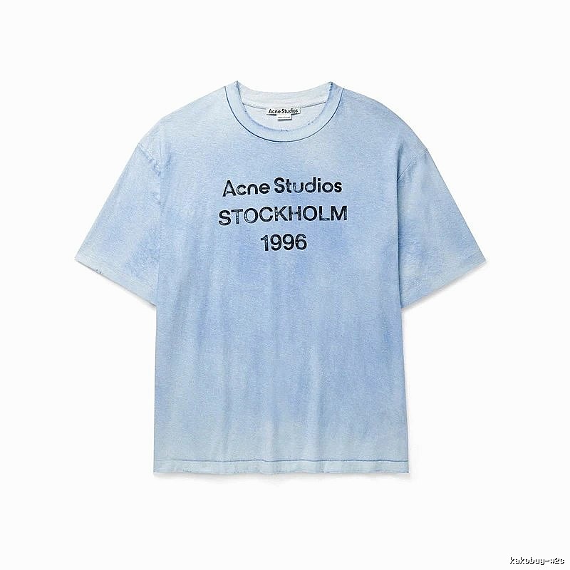 Acne Studios 2090-80 Deep Blue Style Ac908046 Stockholm Logo T-Shirt Casual Layering