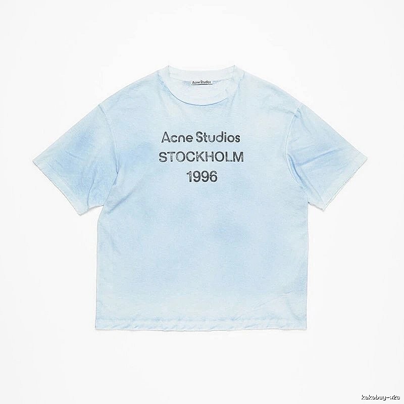 Acne Studios 2090-80 Light Blue Style Ac908046 Stockholm Logo T-Shirt Gift Ready