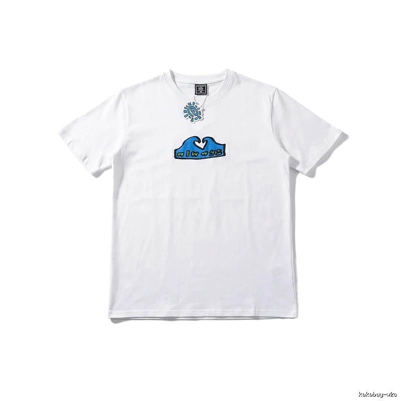 ADWYSD Wave Print Short-Sleeve White T-shirt