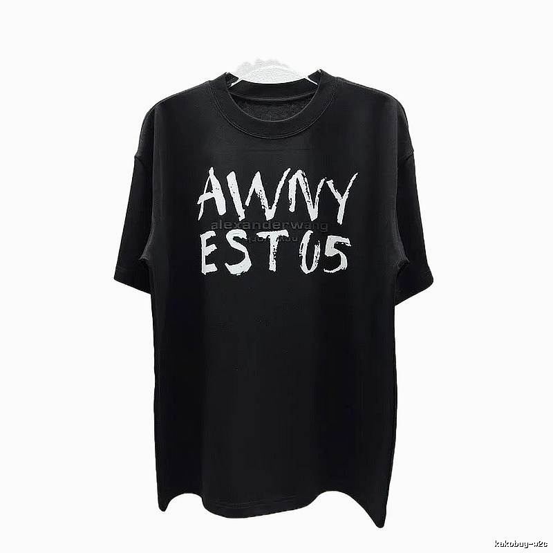Alexander Wang Alphabet Street Style Black T-Shirt