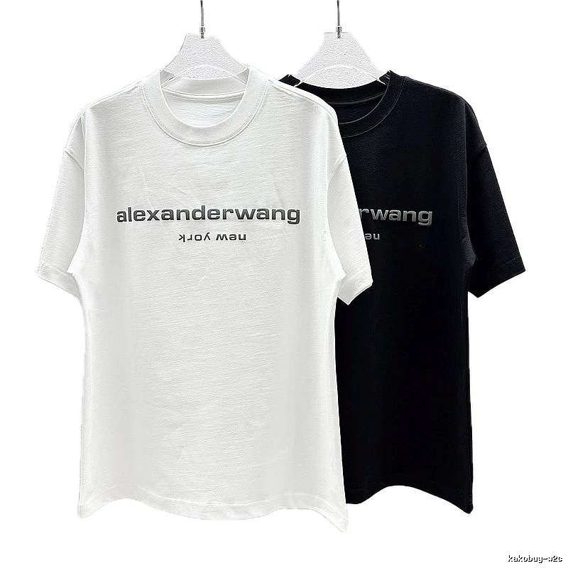 Alexander Wang Trendy Letter Style Black and White Short-Sleeve T-Shirt