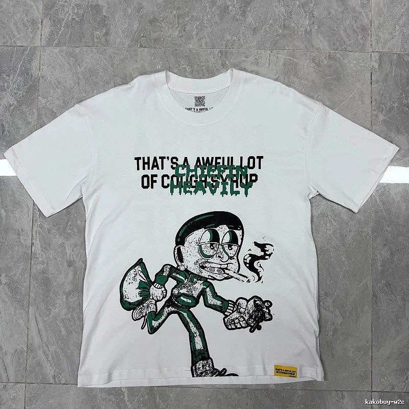 ALOCS Cartoon Print Street Style White T-Shirt