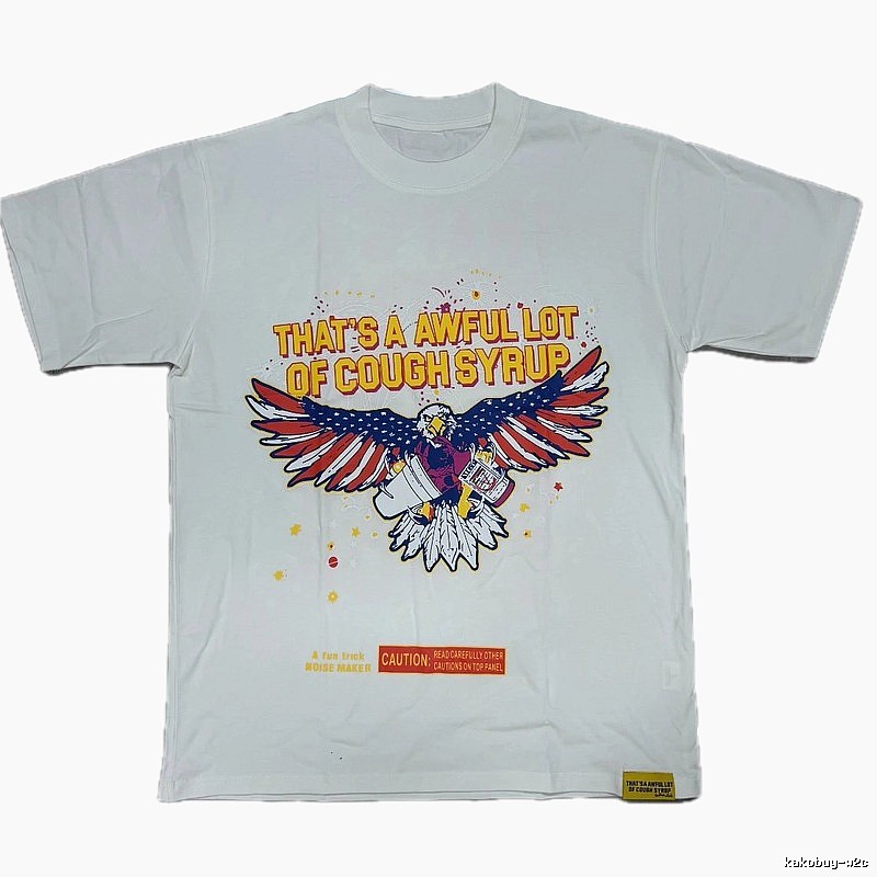 ALOCS Flying Eagle Print American Vintage White T-shirt