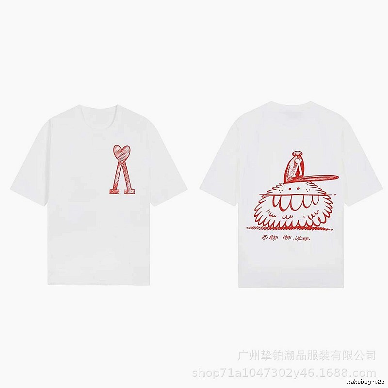 AMI cartoon printed white T-shirt