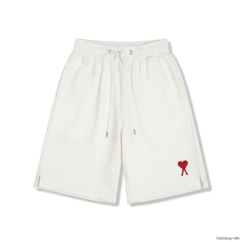 AMI Embroidered Minimalist Style White Shorts