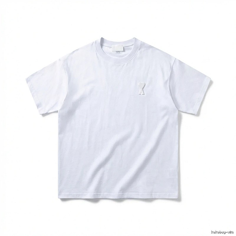 AMI Embroidered Minimalist Style White T-shirt