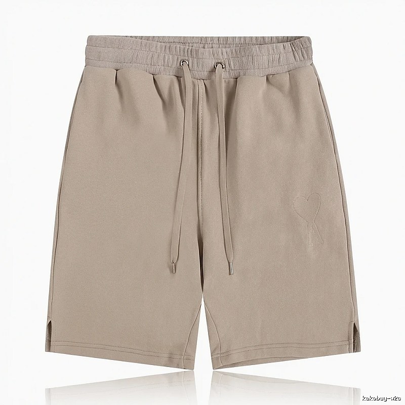 AMI Embroidered Trendy Brand Khaki Shorts