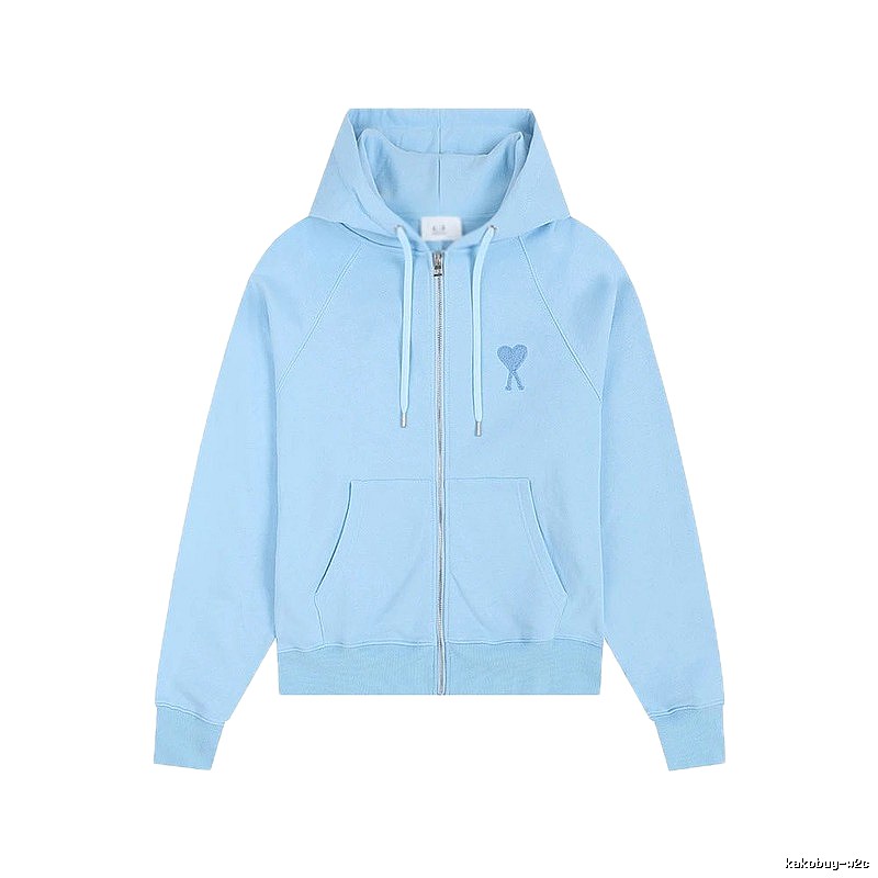 AMI Love Embroidery Light Blue Hoodie