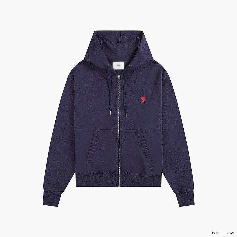 AMI Love Embroidery Style Dark Blue Hoodie