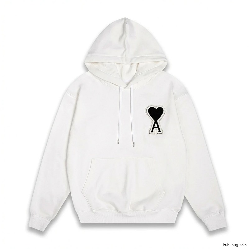 AMI Love Series Minimalist Style White Hoodie