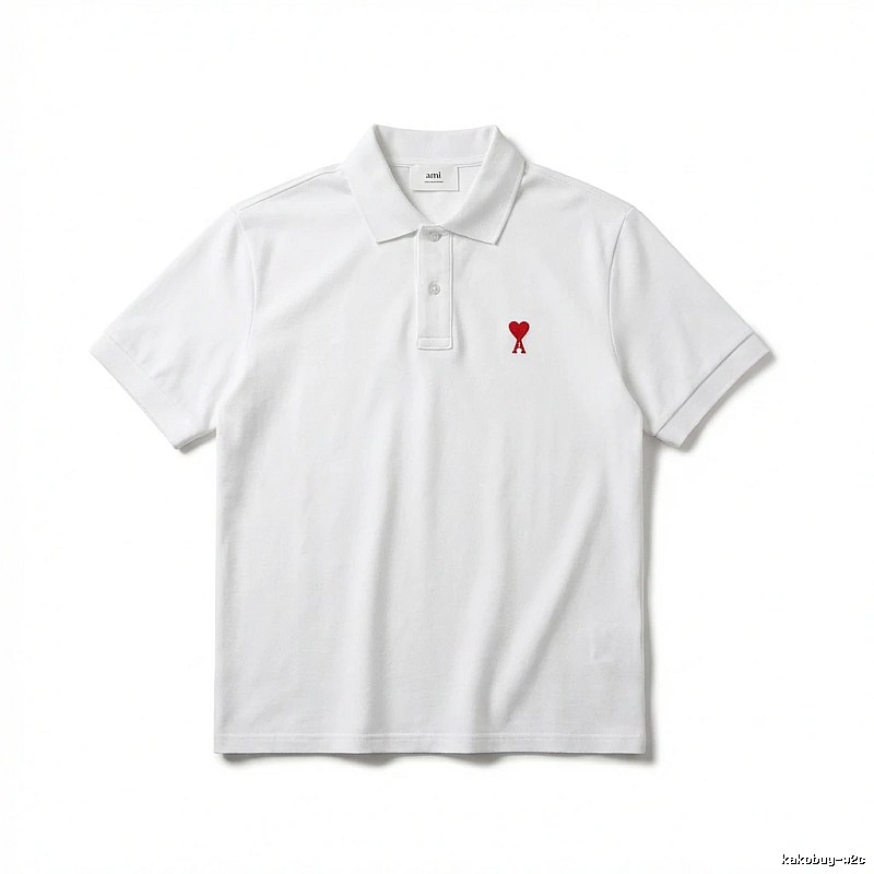 AMI Love Simple White Polo Shirt