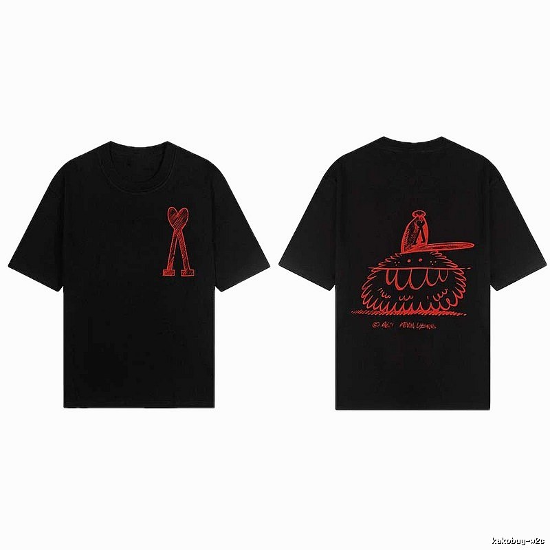 AMI red printed short-sleeve T-shirt