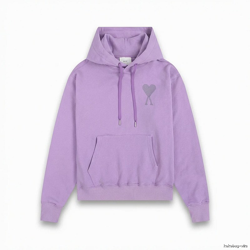 AMI series minimalist style purple hoodie