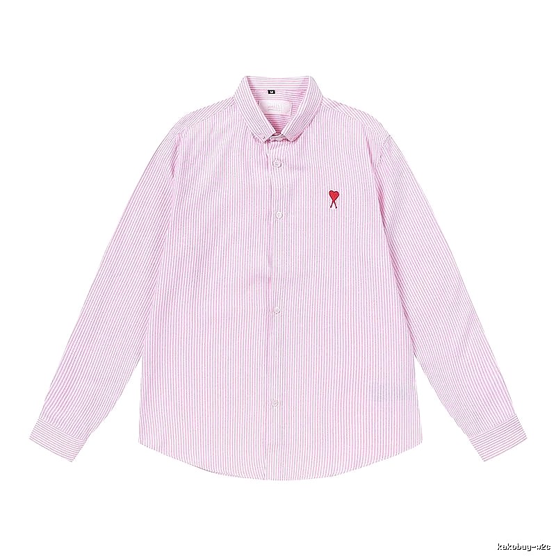 AMI Stripe Minimalist Style Pink Shirt