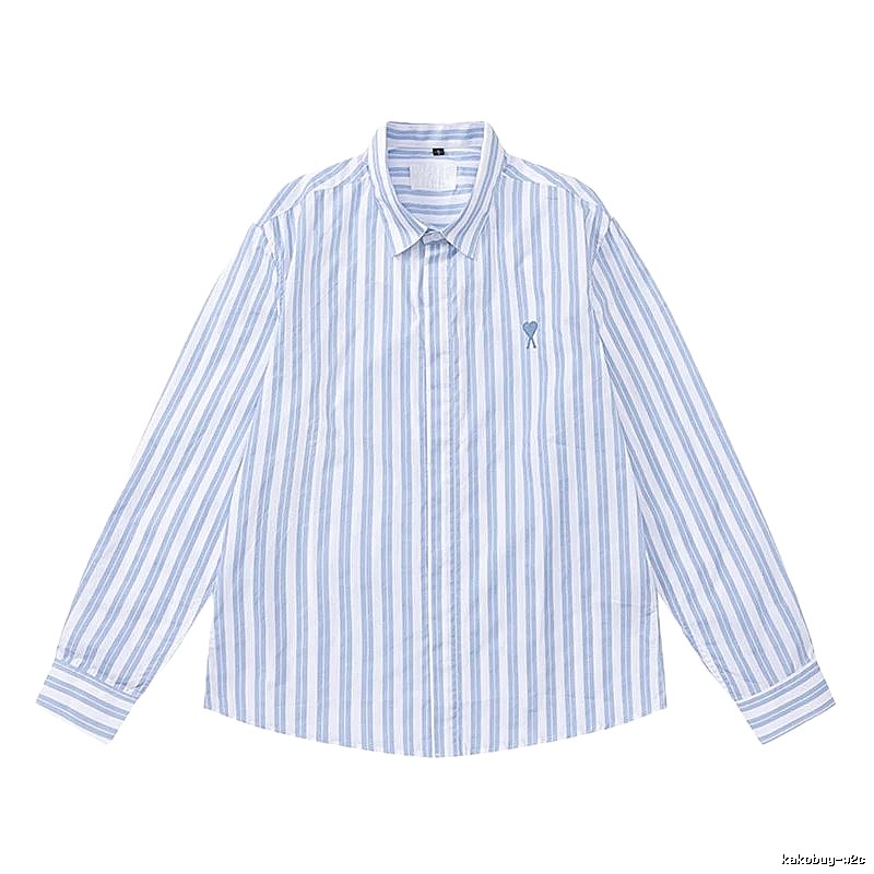 AMI Stripe Simple Blue Shirt