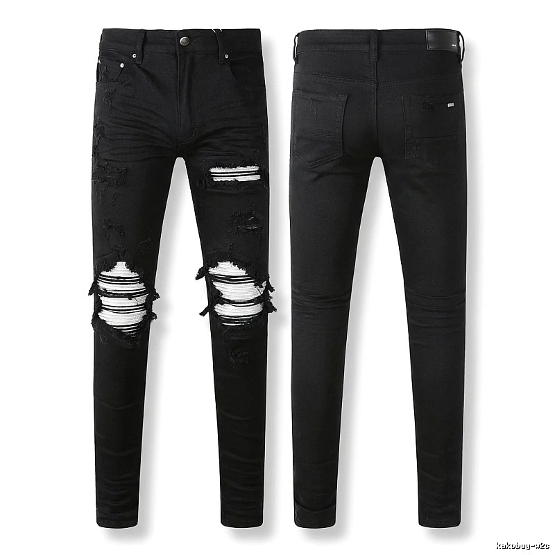 AMI trendy brand black jeans with holes