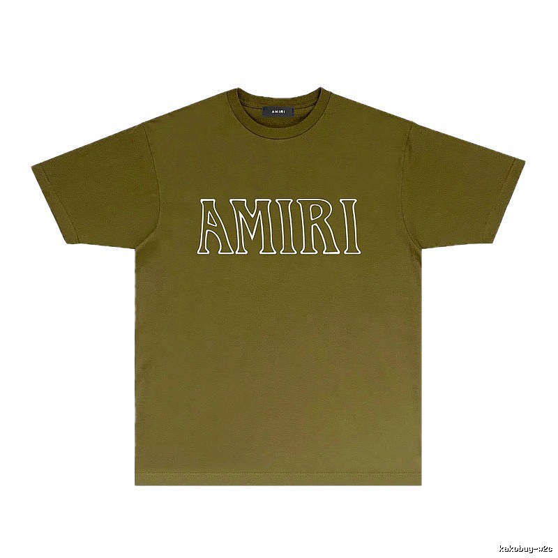 AMIRI Basic Style Trendy and Cool Olive Green T-shirt