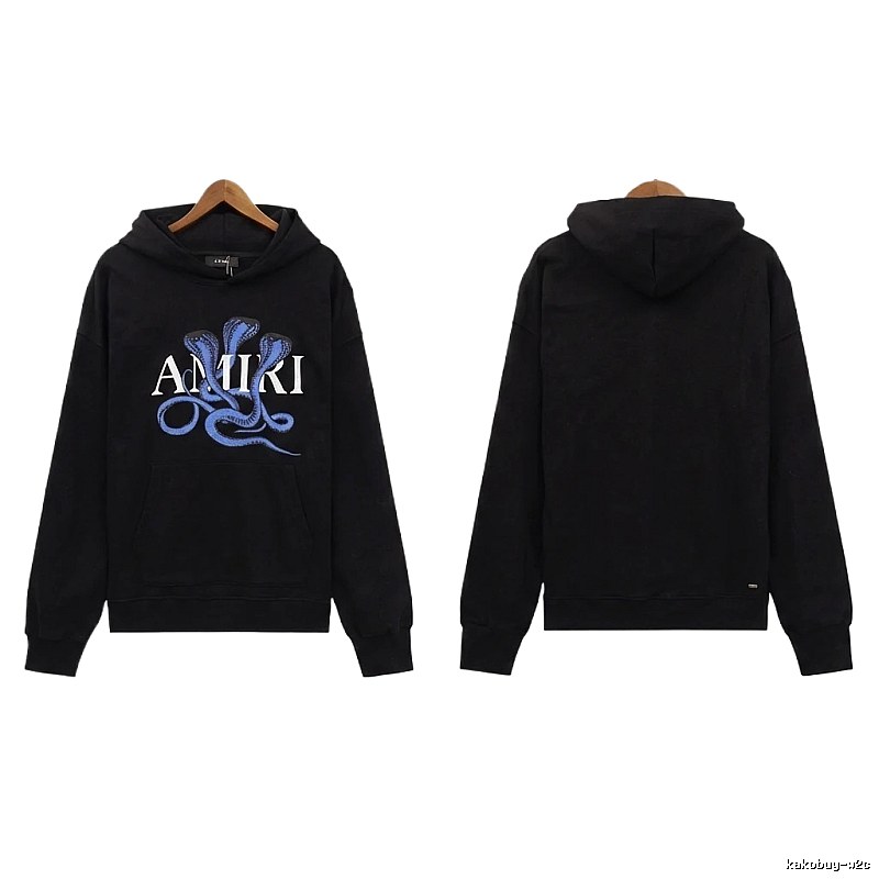 AMIRI Black Hoodie with Snake Print