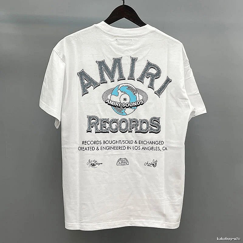 Amiri Letter Graphic White Blue Records Graphic T-Shirt Clean Colorway