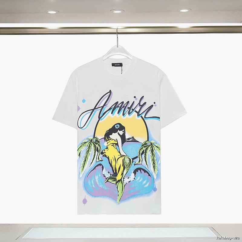 Amiri Logo Detail Graphic T-shirt White Blue Amiri with Functional Detail