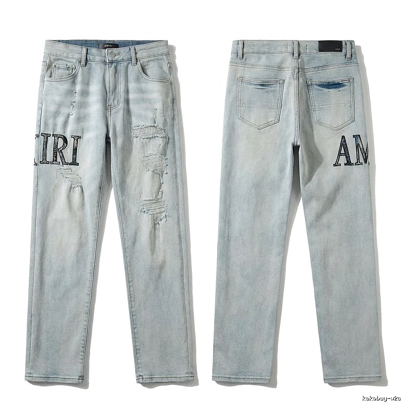 AMIRI ripped trendy light blue jeans