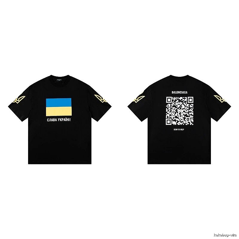 Balenciaga Charity Print Trendy Style Black Short-sleeve T-Shirt