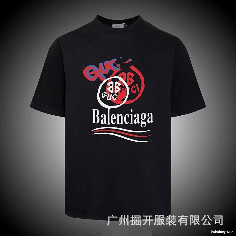 Balenciaga Co-branded Graffiti-style Black T-shirt