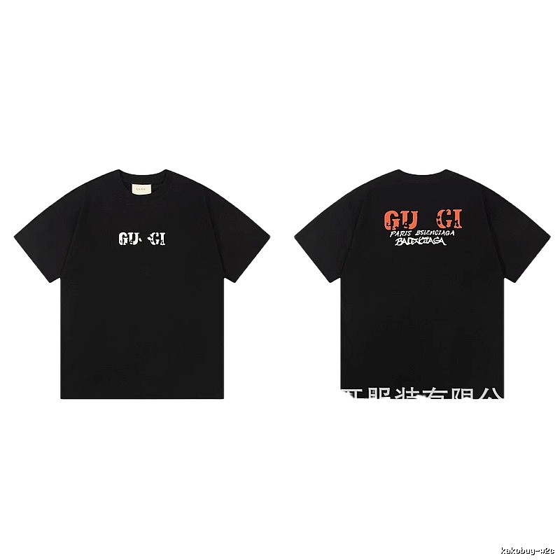 Balenciaga Co-branded Street Style Printed Black T-Shirt