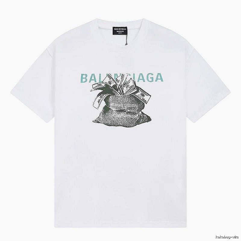 Balenciaga Dollar Bill Print Street Style White T-Shirt