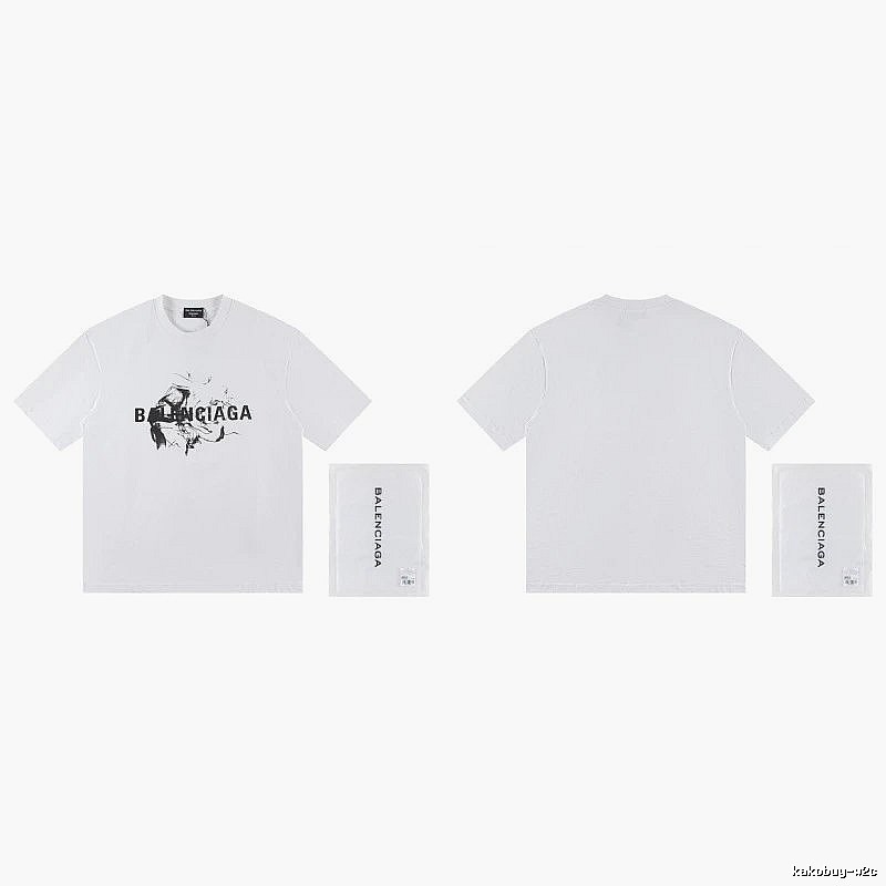 Balenciaga Graffiti Print Street Style White T-Shirt