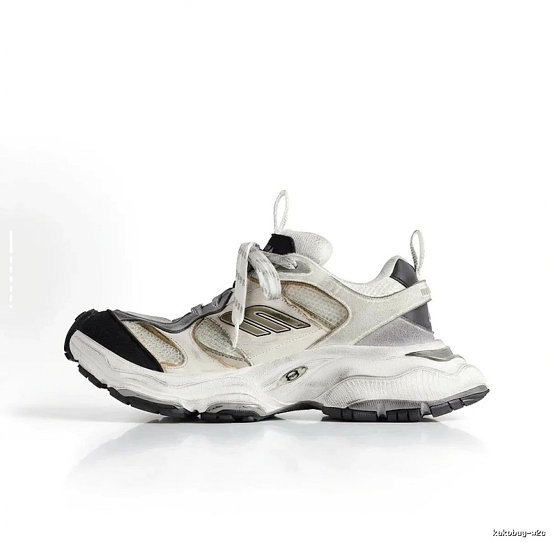 Balenciaga retro-style gray and white sneakers