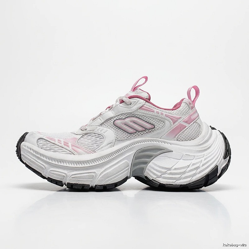 Balenciaga retro-style pink and white sports shoes
