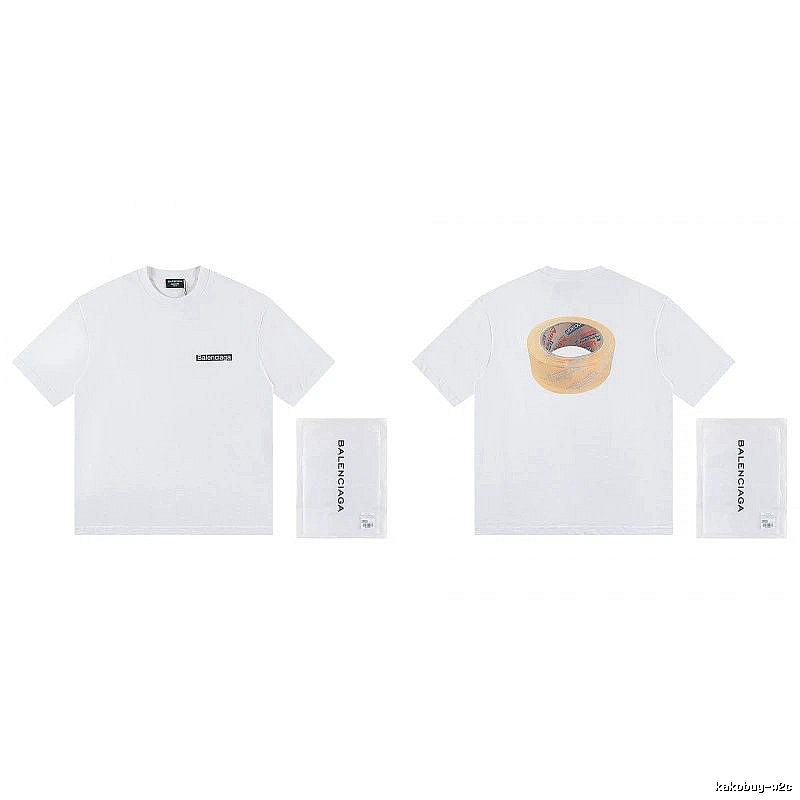 Balenciaga Tape Print Streetwear White T-Shirt