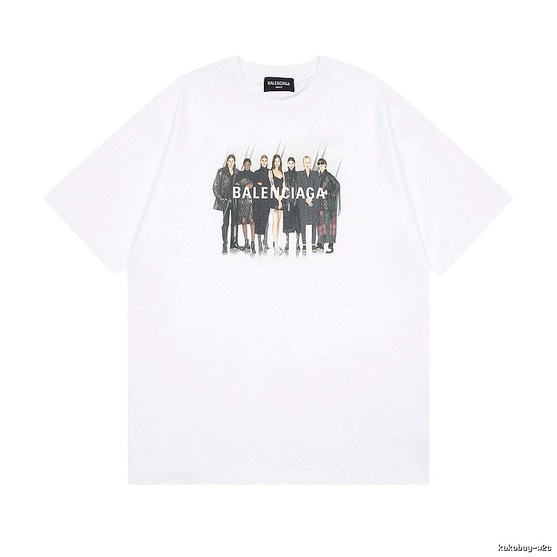 Balenciaga Trendy and Cool Style Portrait Print White T-shirt