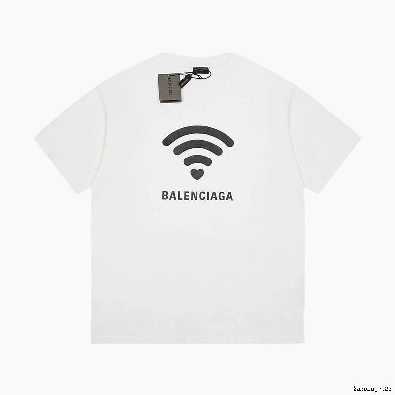Balenciaga WiFi Printed Trendy White T-shirt