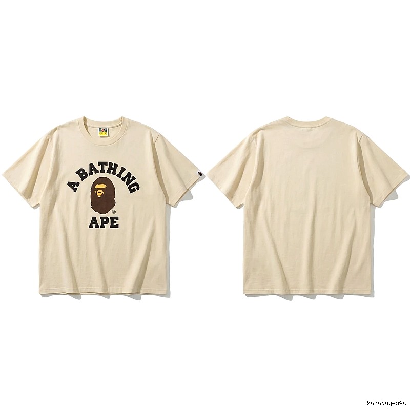 Bape Ape Head Minimalist Style Beige T-shirt