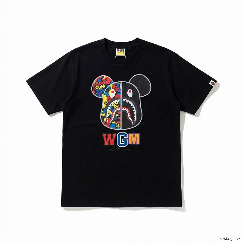 Bape Mickey Shark trendy brand black T-shirt