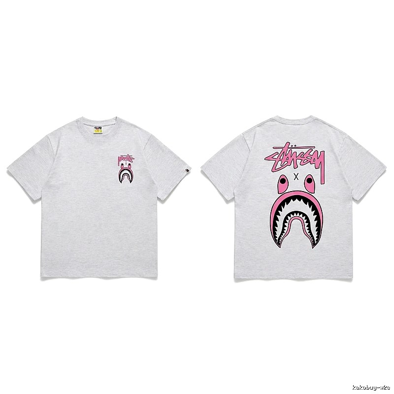 Bape Shark Co-branded Light Grey T-shirt