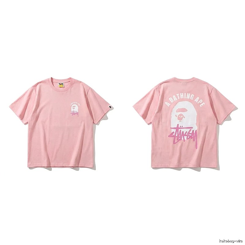 Bape trendy brand pink T-shirt