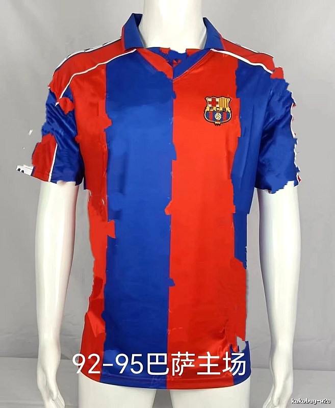 Barcelona Logo Detail Retro soccer jersey Blue Red Barcelona with Functional Detail
