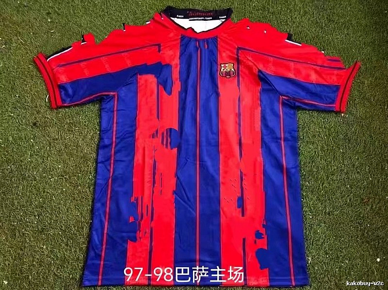 Barcelona Monogram Retro soccer jersey Blue Red Barcelona for Casual Outfits