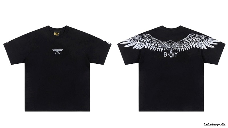 BOY Wing Print Street Style Black Short-sleeve T-shirt