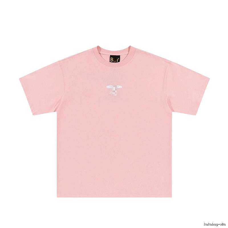 BOY Wing Print Street-style Pink Short Sleeve T-Shirt