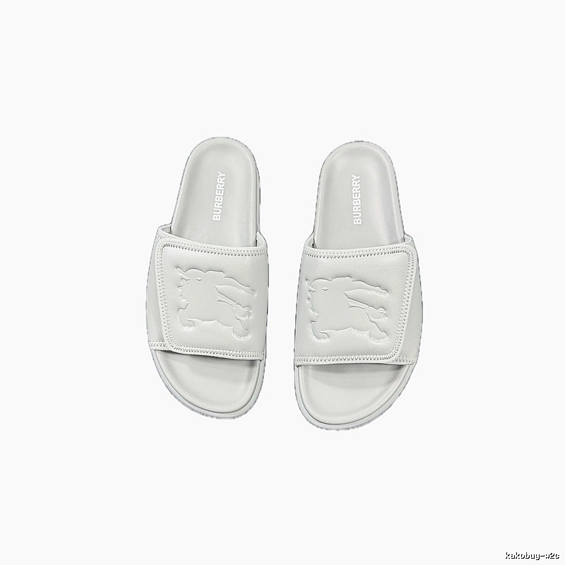 Burberry Equestrian Knight Collection Minimalist Style Light Grey Slide Sandals