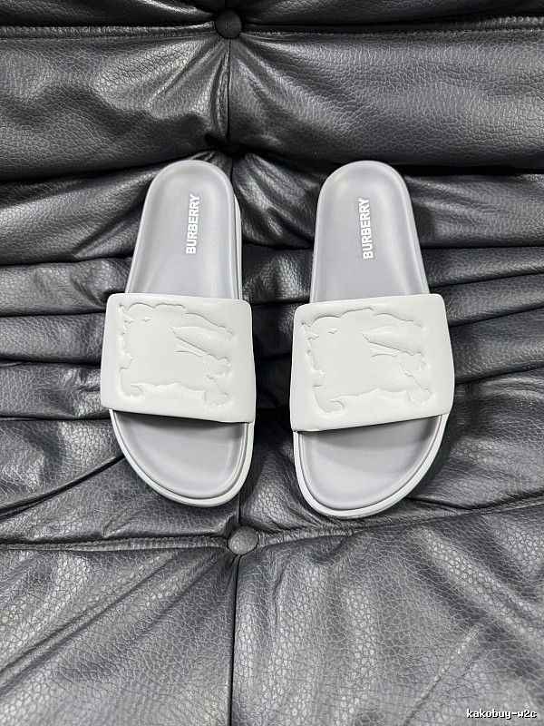 Burberry Equestrian Knight Light Luxury Style Light Grey Slides
