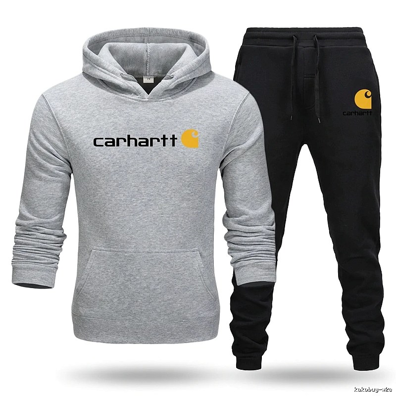 Carhartt trendy brand gray and black sportswear set