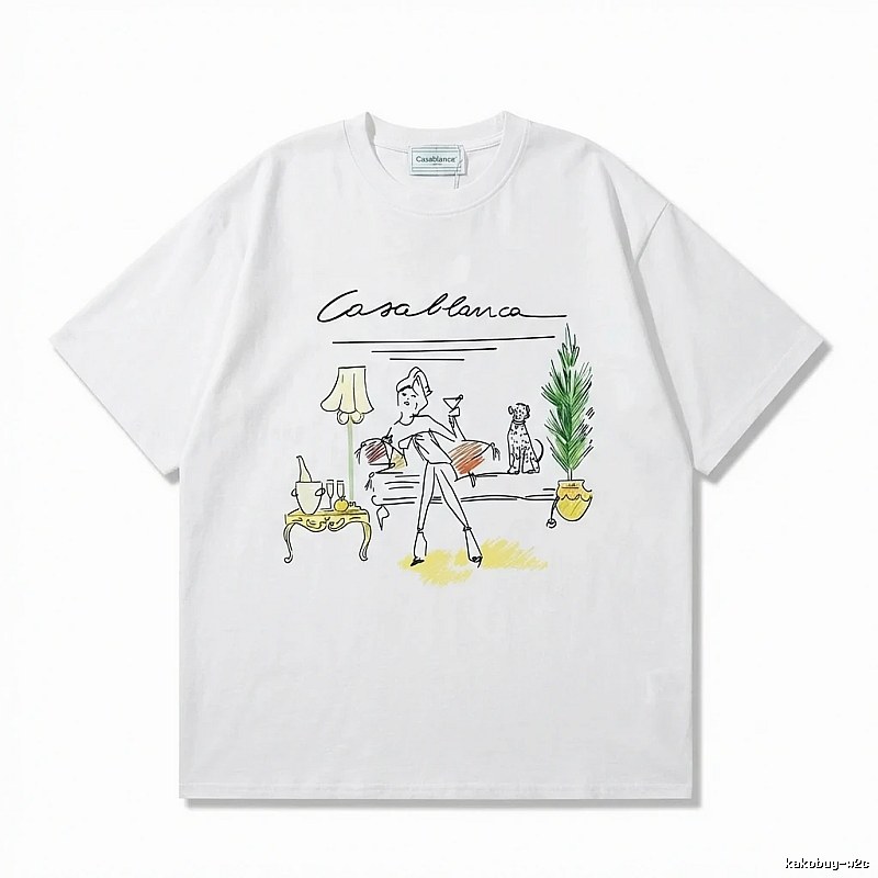 Casablanca Hand-painted Style White T-shirt