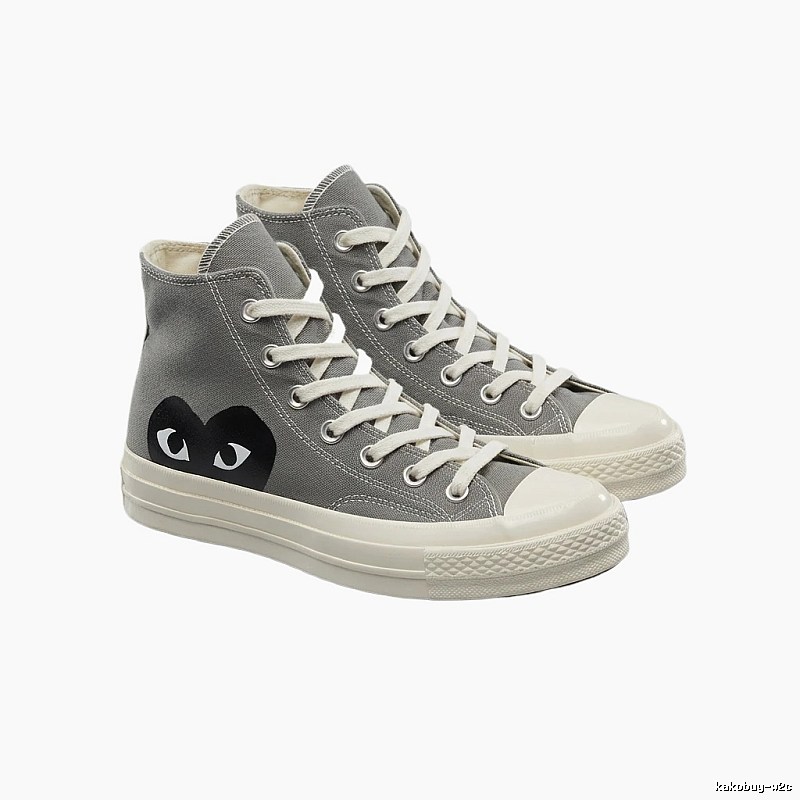 CDG Love High-top Grey Canvas Shoes