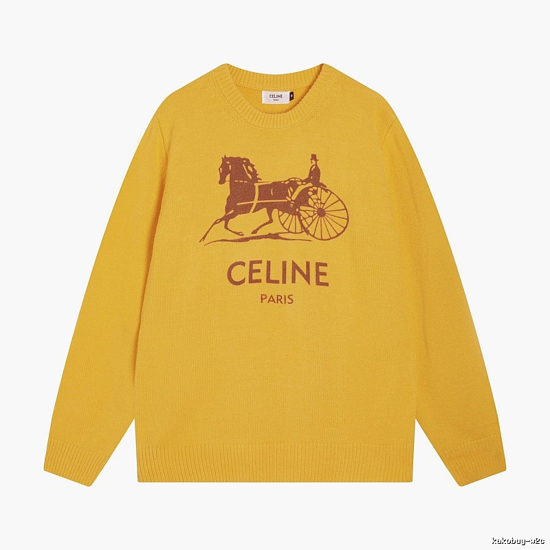 CELINE Yellow Logo Knit Sweater for Travel Packing