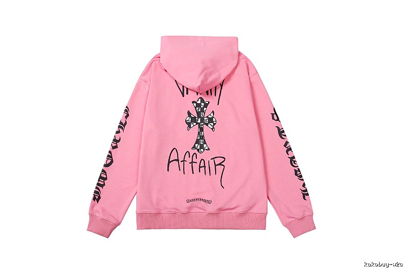 Chrome Hearts 2088-91 Pink Red Cross Graphic Hoodie Campus Look